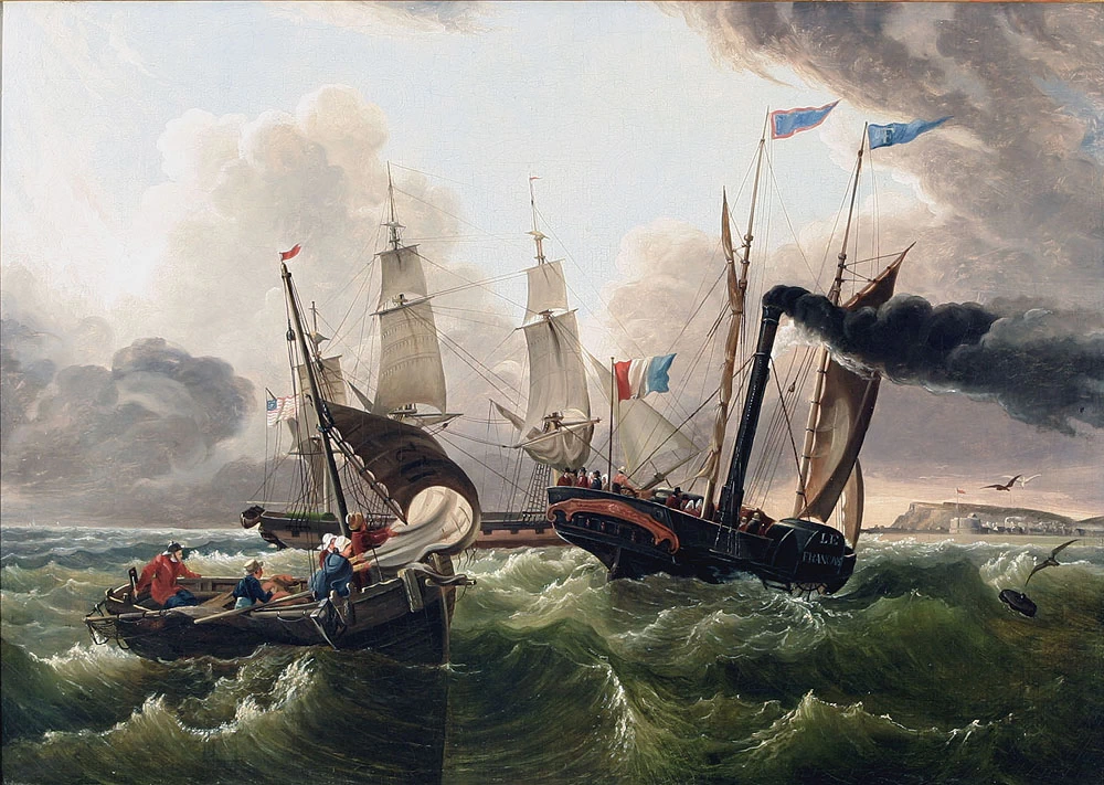 Un piroscafo francese Sidewheel di Le Havre e Honfleur